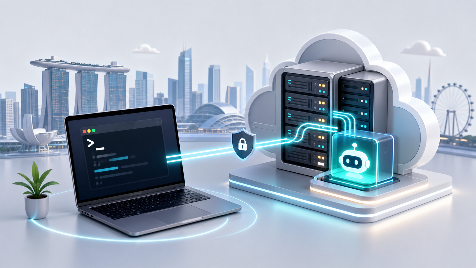 Ilustrasi VPS cloud untuk menjalankan Hermes AI Agent
